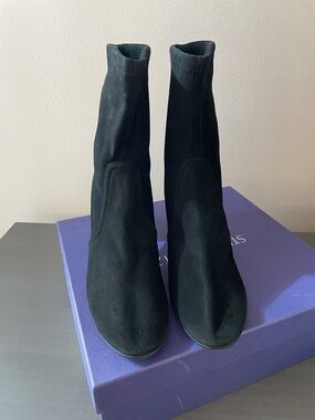 Stuart Weitzman Black Suede Sock Ankle Boots